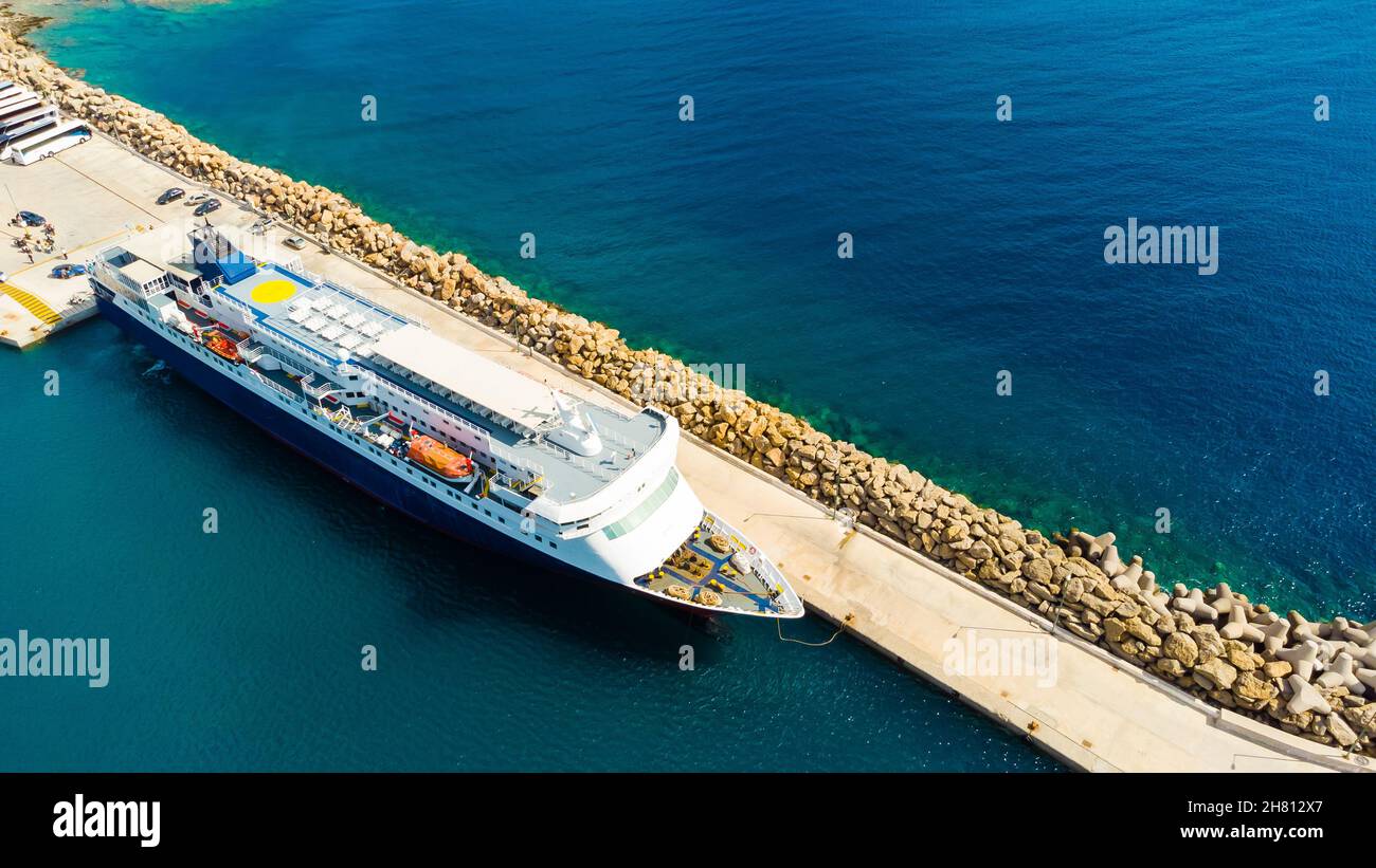 cruise ship sailing from port Stock Photo