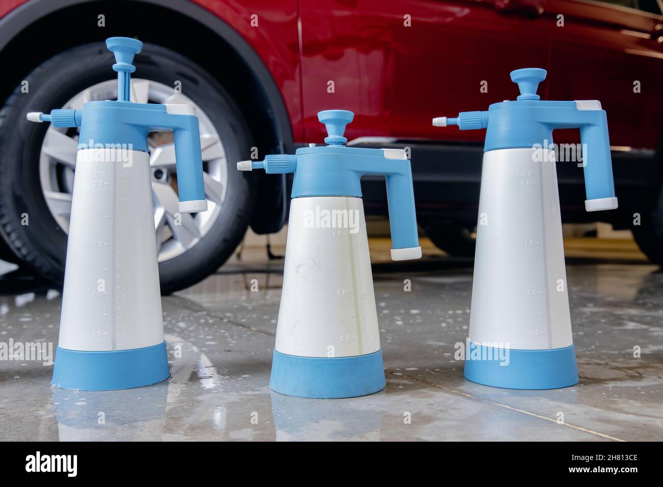 Closeup disinfectants for disinfection of car interior and body from