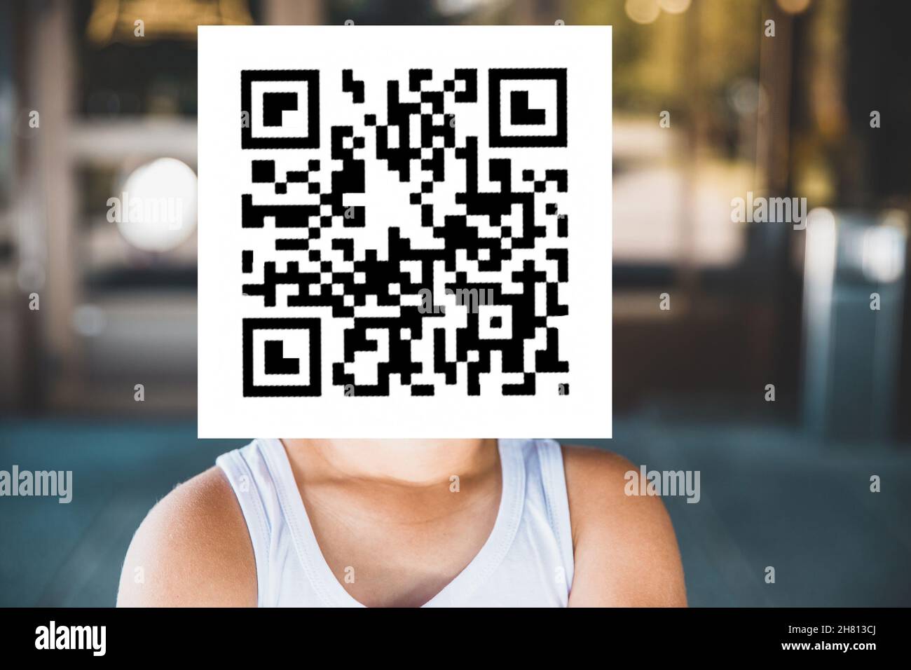 man with qr code on his face. High quality photo Stock Photo - Alamy