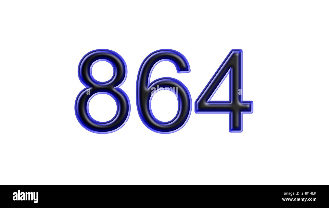 blue 864 number 3d effect white background Stock Photo