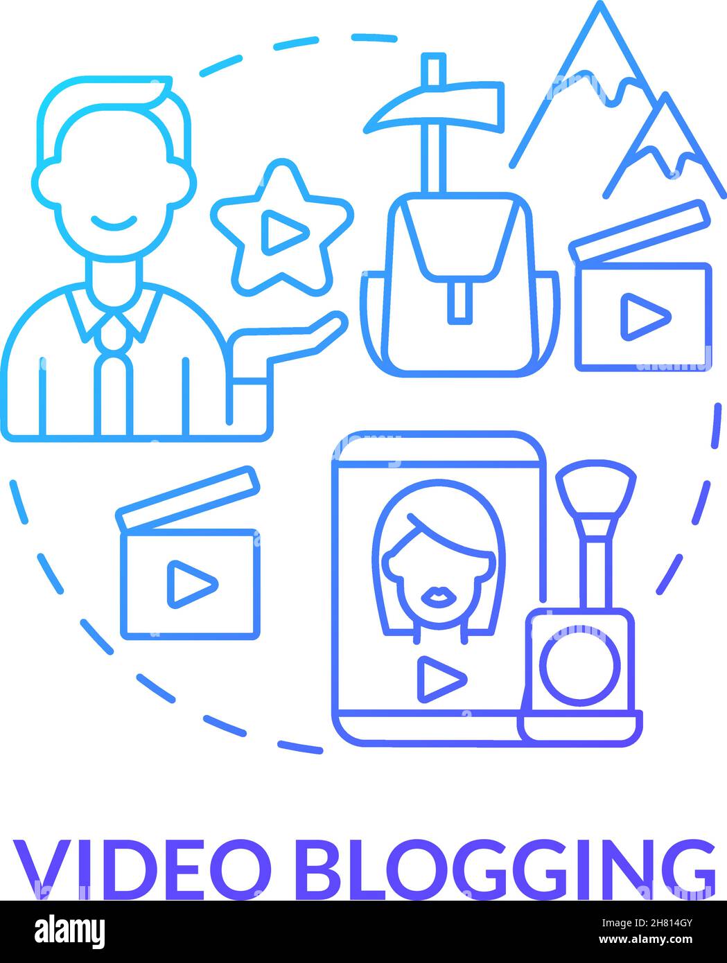 Video blogging blue gradient concept icon Stock Vector