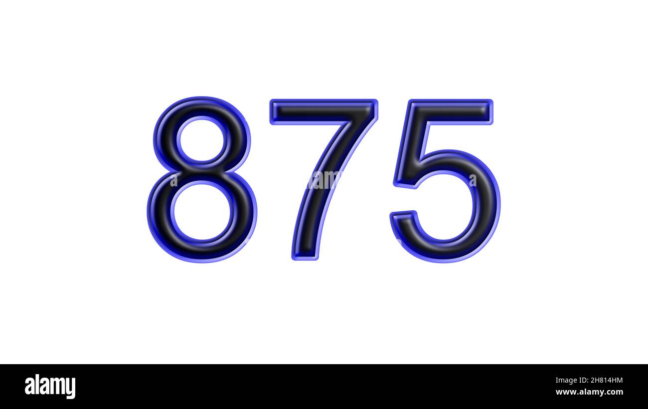 blue 875 number 3d effect white background Stock Photo - Alamy
