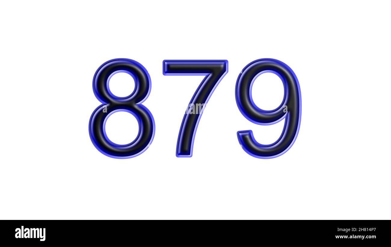 blue 879 number 3d effect white background Stock Photo - Alamy