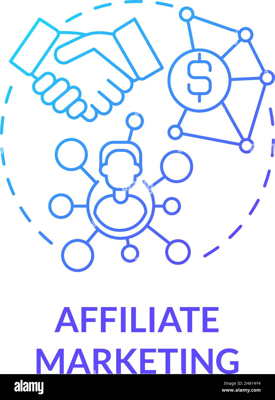 Affiliate marketing blue gradient concept icon Stock Vector