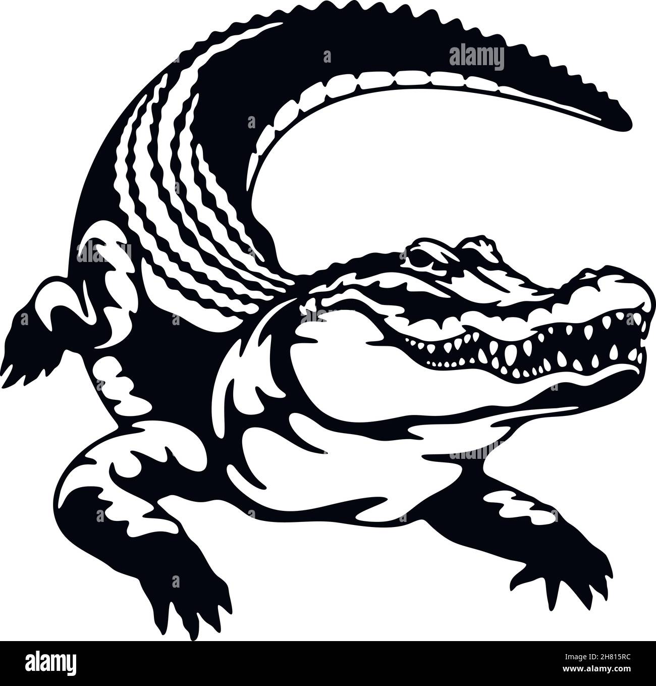 crocodile-alligator-reptiles-of-the-wild-wildlife-stencil-pet-and-tropical-animal-vector-stencil-stock-vector-image-art-alamy