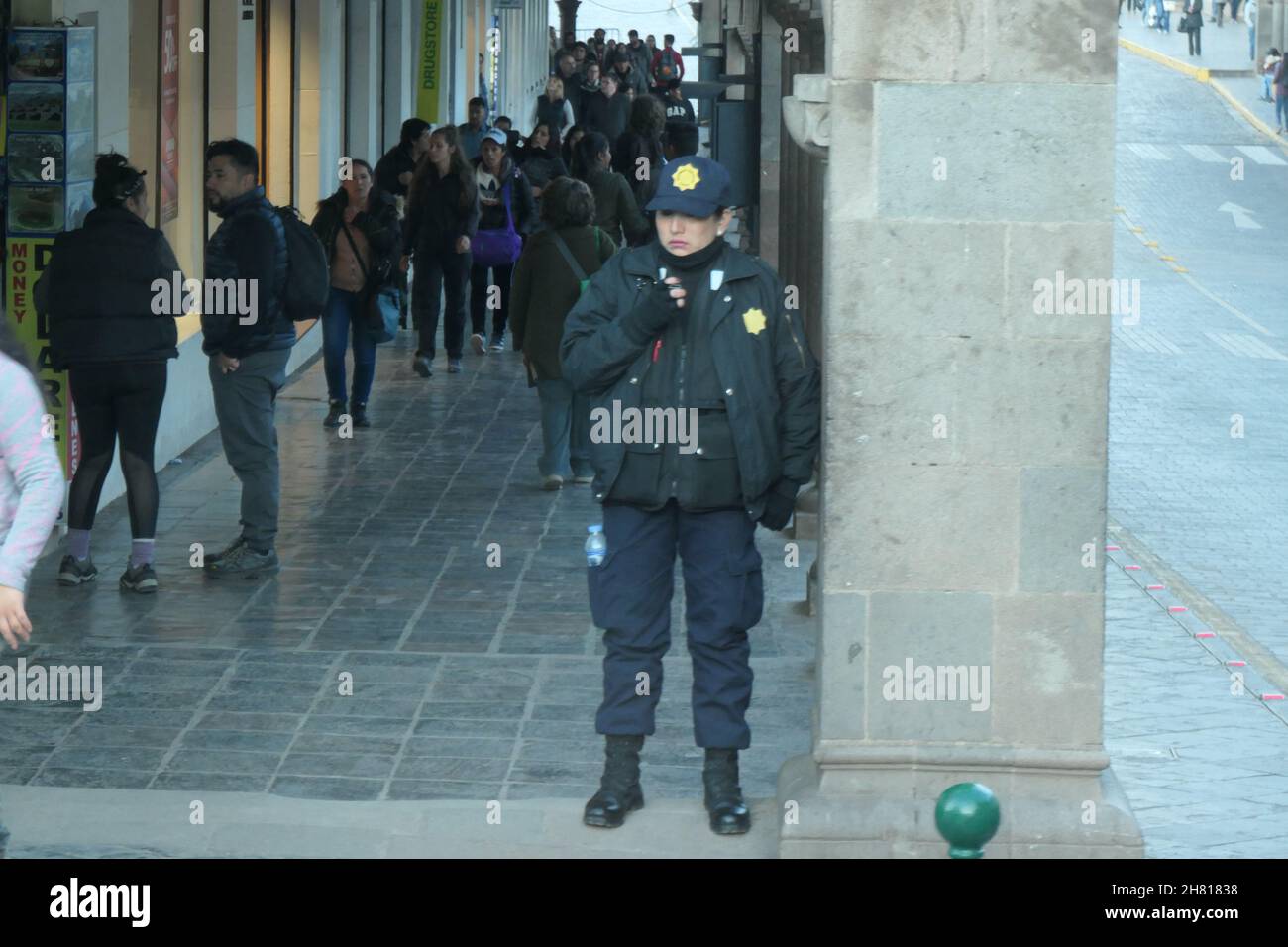 Peru, Cusco. Peru's Policia Nacional, Numerous in Cusco this Day because of  a Scheduled Political Demonstration Stock Photo - Alamy
