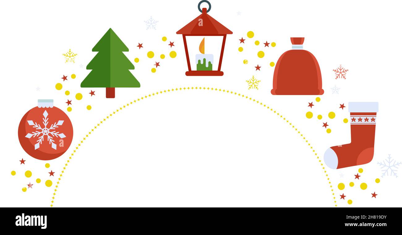 Garland with Christmas tree toys. Frame and border Stock Vector Image ...