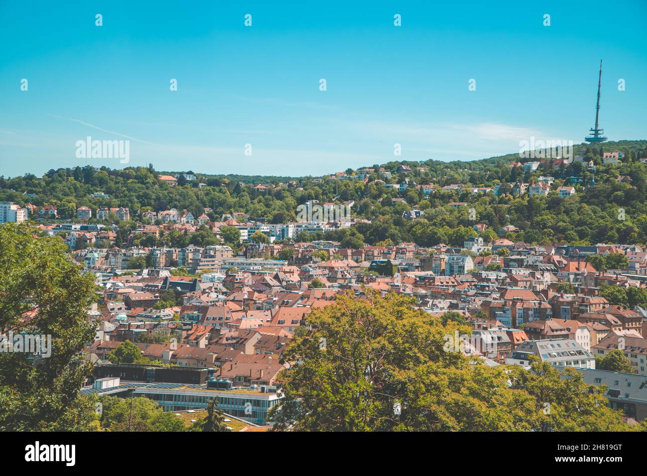 Aerial Stuttgart, Germany city view with seen from Karlshöhe Stock ...