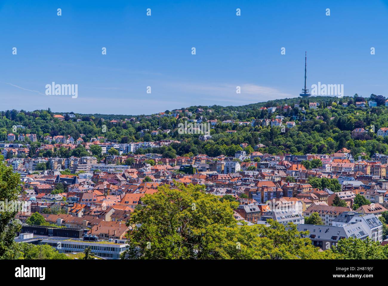 Aerial Stuttgart, Germany city view with seen from Karlshöhe Stock ...