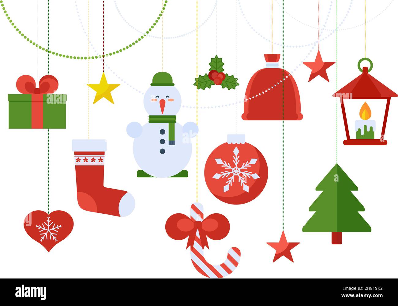 Garland with Christmas tree toys. Frame and border Stock Vector Image ...