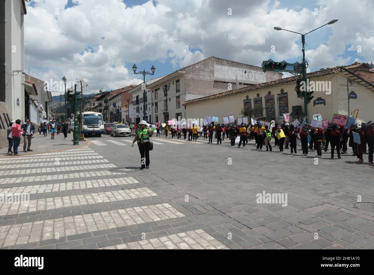 Peru, Cusco. Peru's Policia Nacional, Numerous in Cusco this Day because of  a Scheduled Political Demonstration Stock Photo - Alamy