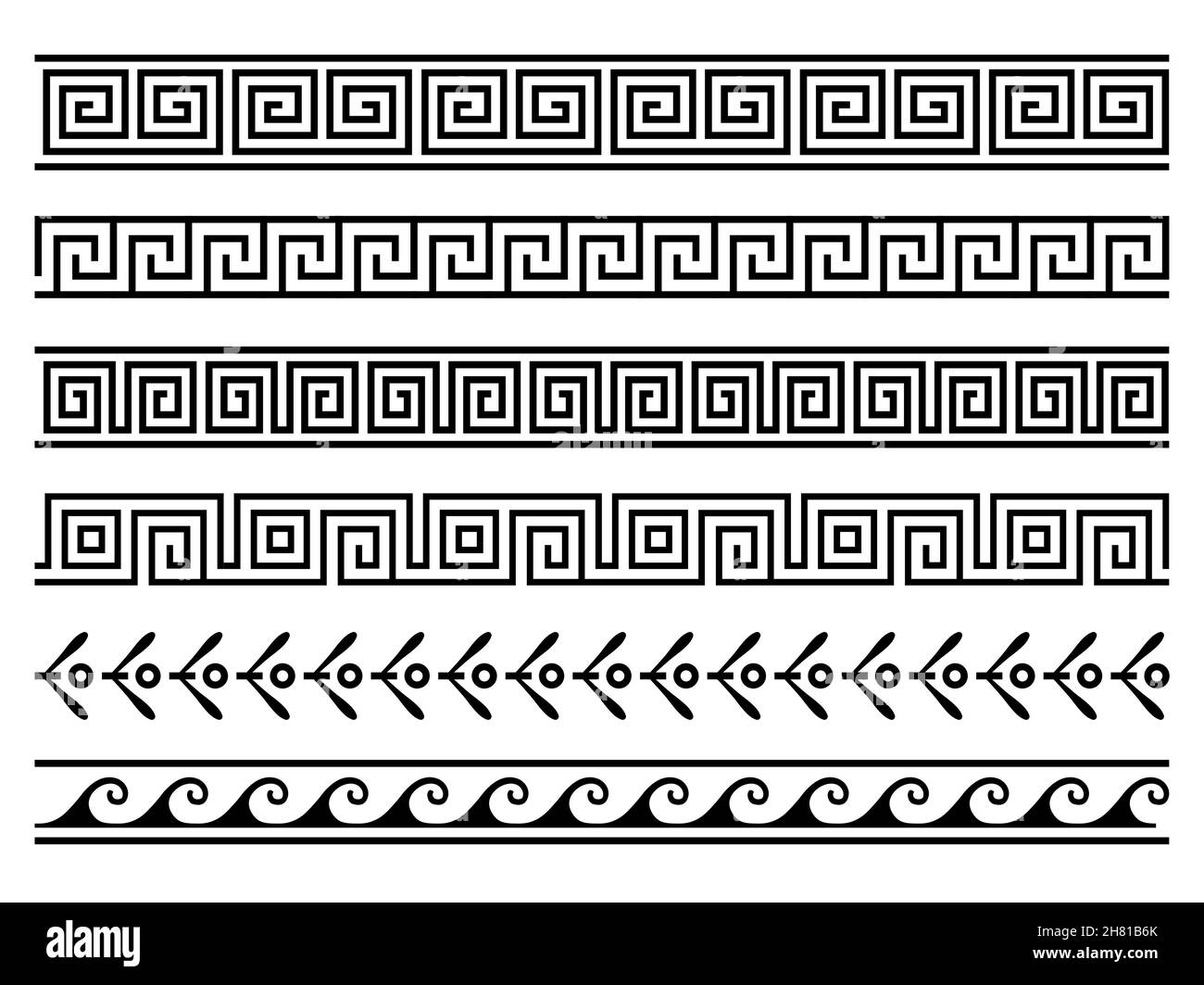 Greek roman pattern border decorative ornament. Ancient greek meander vector design wave Stock