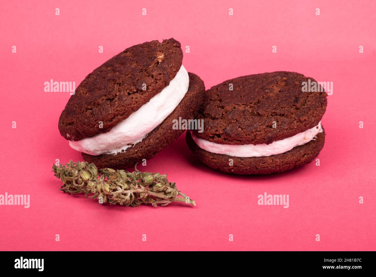cannabis chocolate chip cookies, marijuana sweets for relaxation Stock