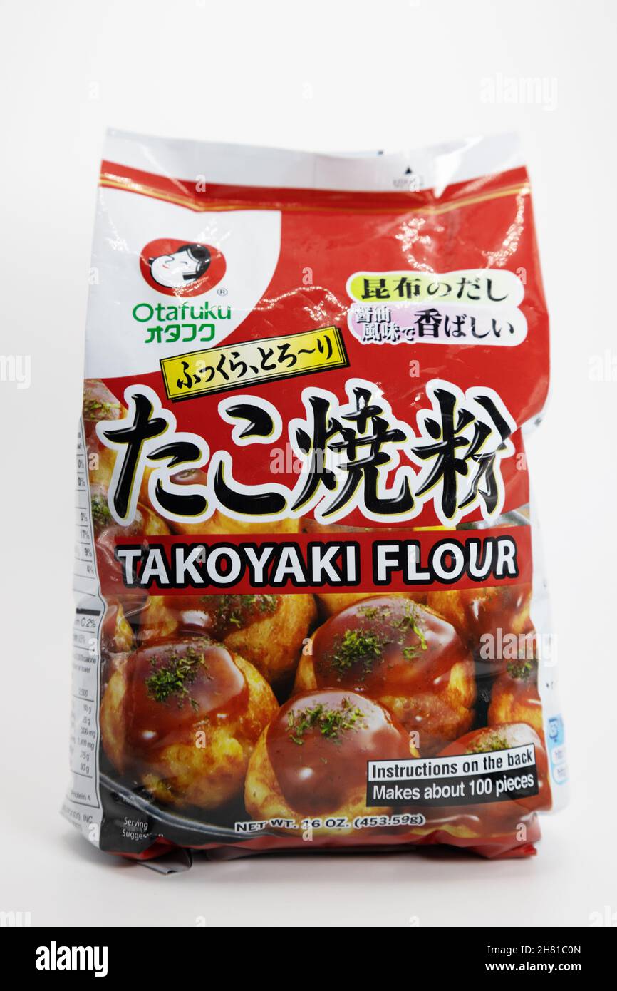 A package of takoyaki flour on a white background Stock Photo Alamy