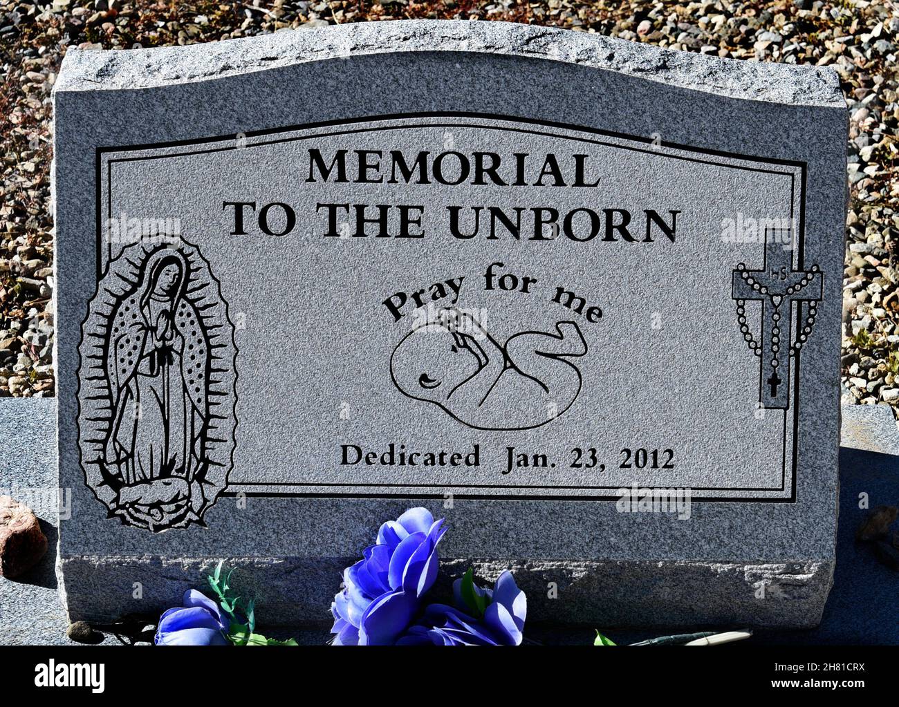 A memorial to aborted babies at the San Francisco de Asis Mission Church in Rancho de Taos, New Mexico. Stock Photo