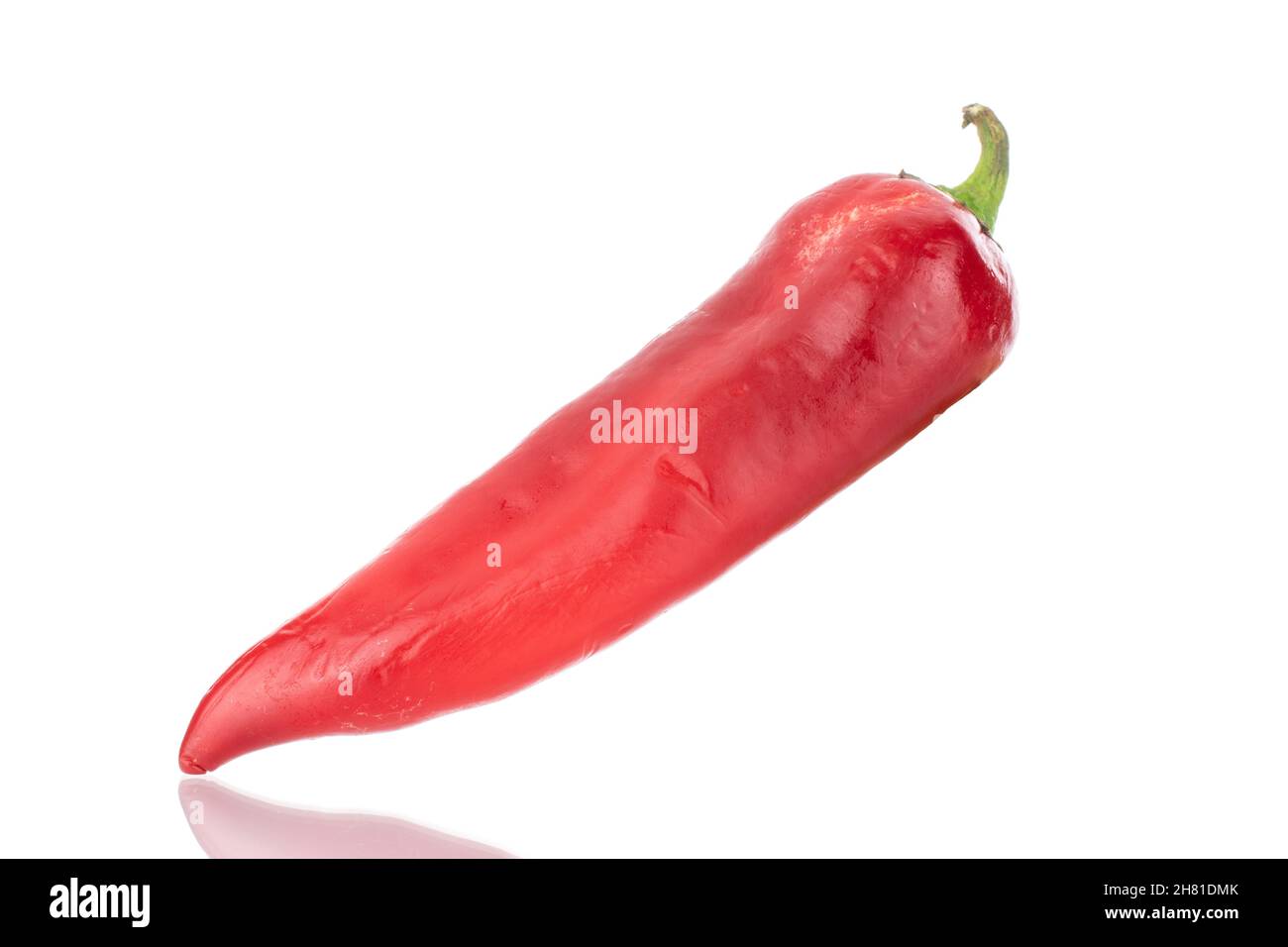 One red sweet pepper, close-up, isolated on white. Stock Photo