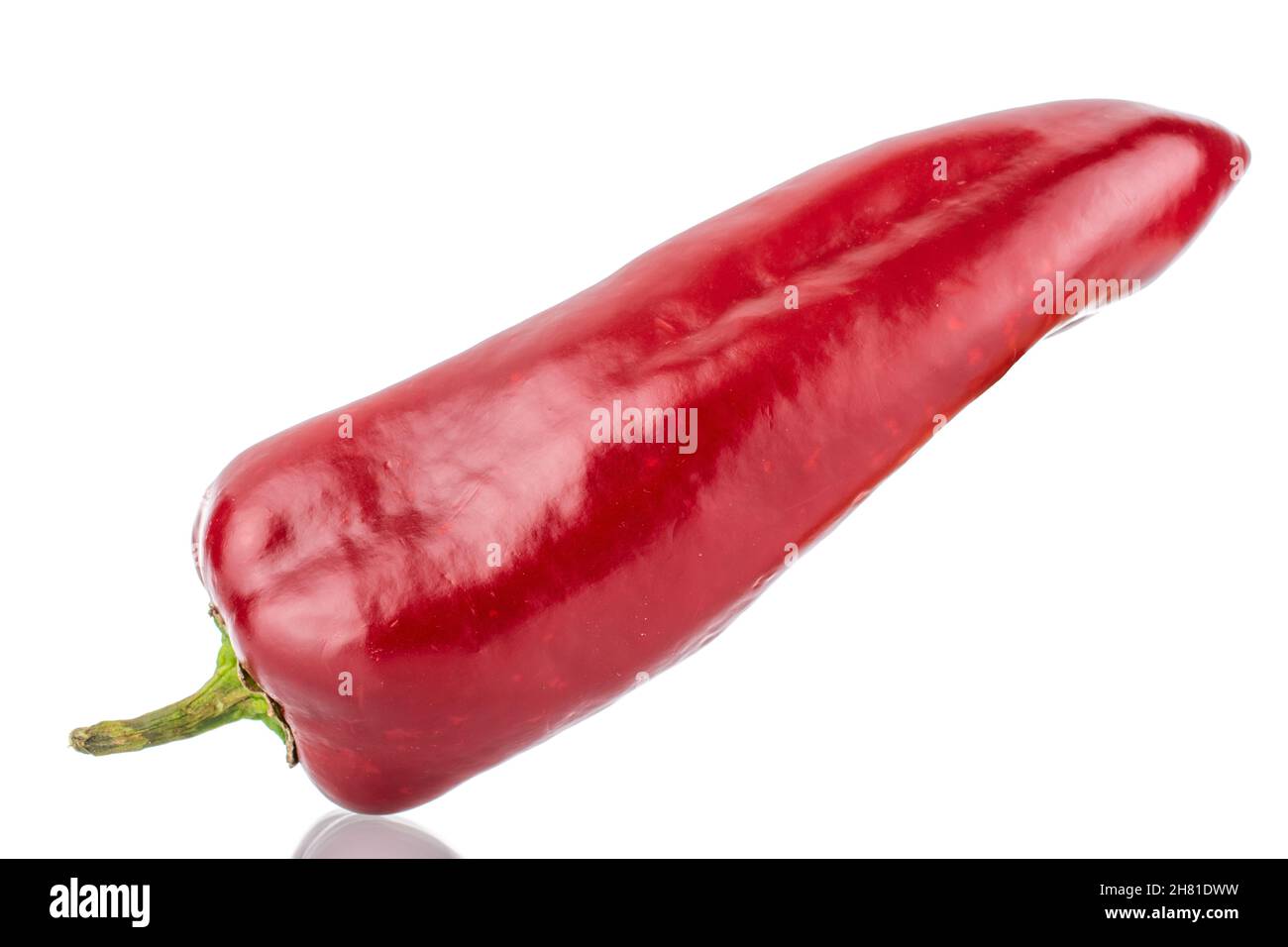 One red sweet pepper, close-up, isolated on white. Stock Photo