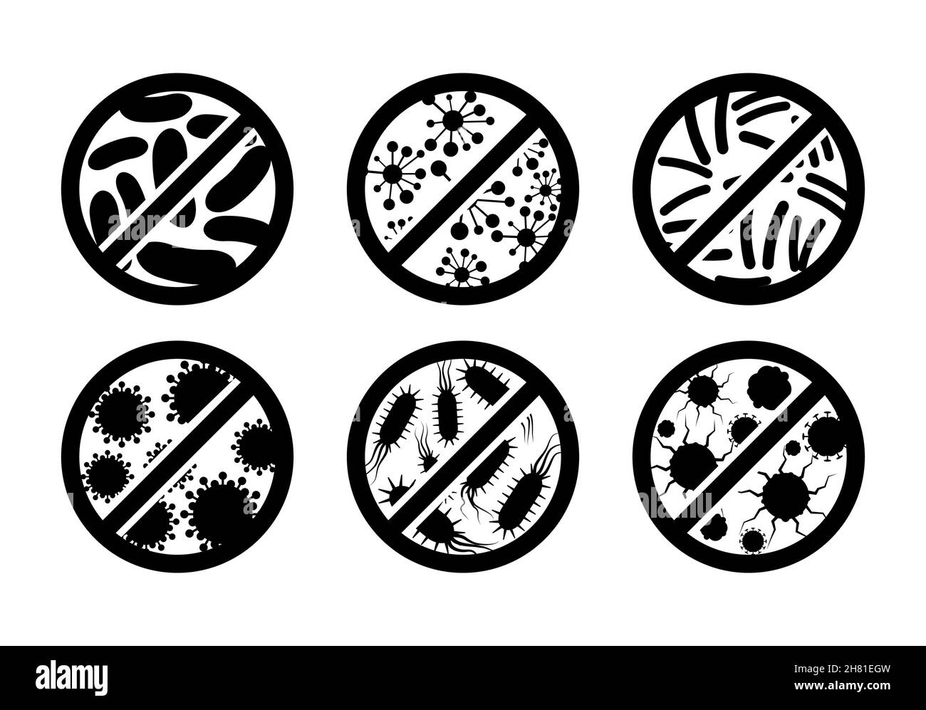 Antibacterial antiviral icon germ. Virus bacteria vector stop symbol ...