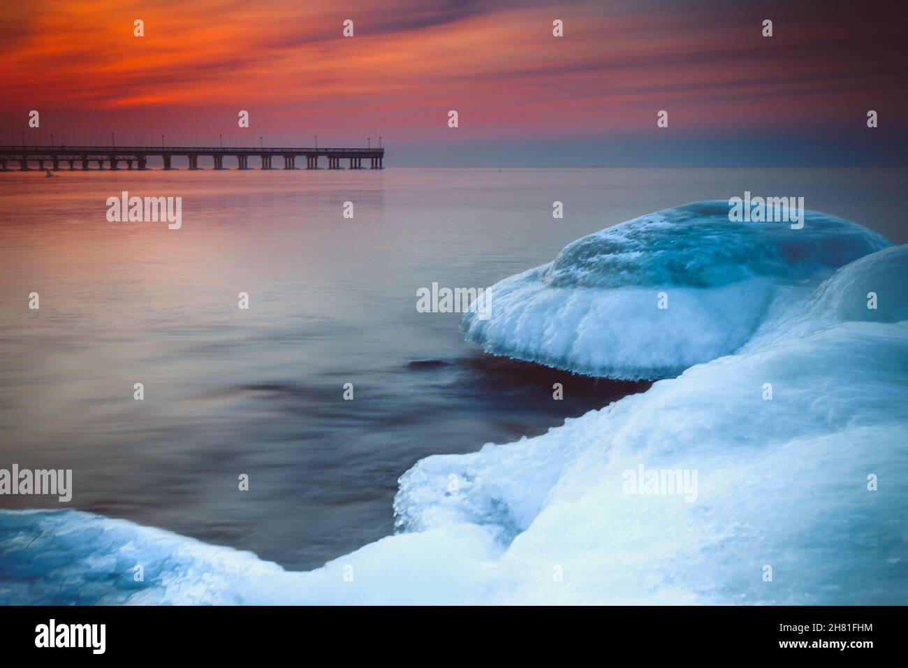 View of glaciers in the Baltic Sea coast at the beautiful sunset in  Palanga, Lithuania Stock Photo - Alamy, image size:1300x956