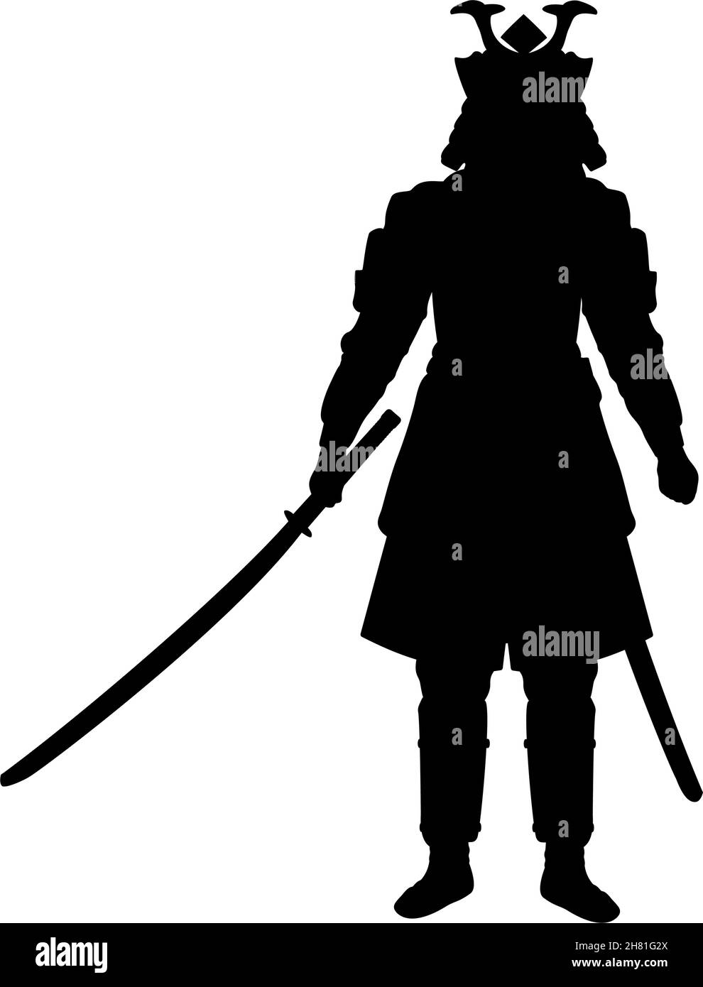 Silhouette of traditional ancient oriental warrior. Stock Vector