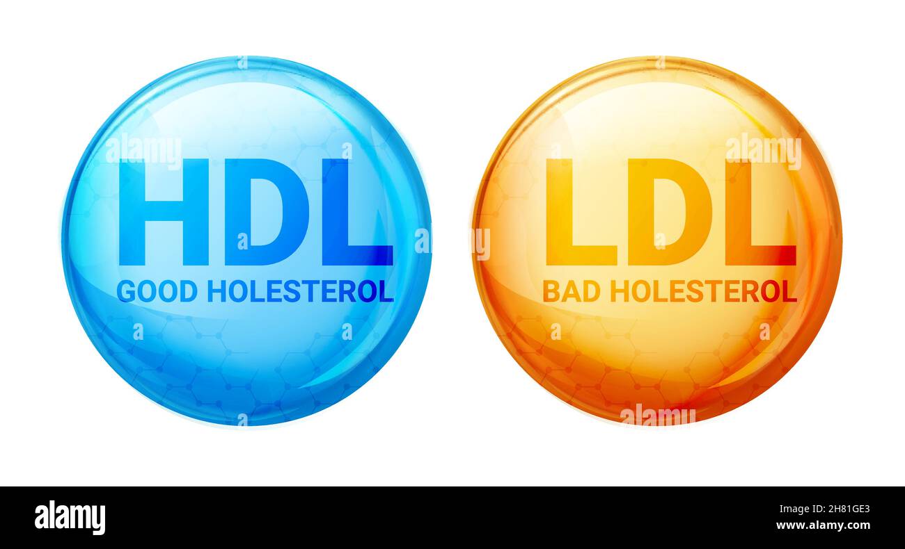 Good HDL and bad LDL cholesterol icon blood vessel density. Vector high cholesterol level Stock