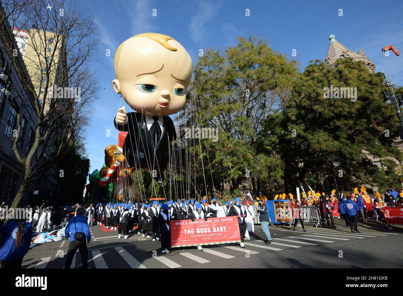 New York NY USA. 25th Nov 2021. The Boss Baby balloon out and