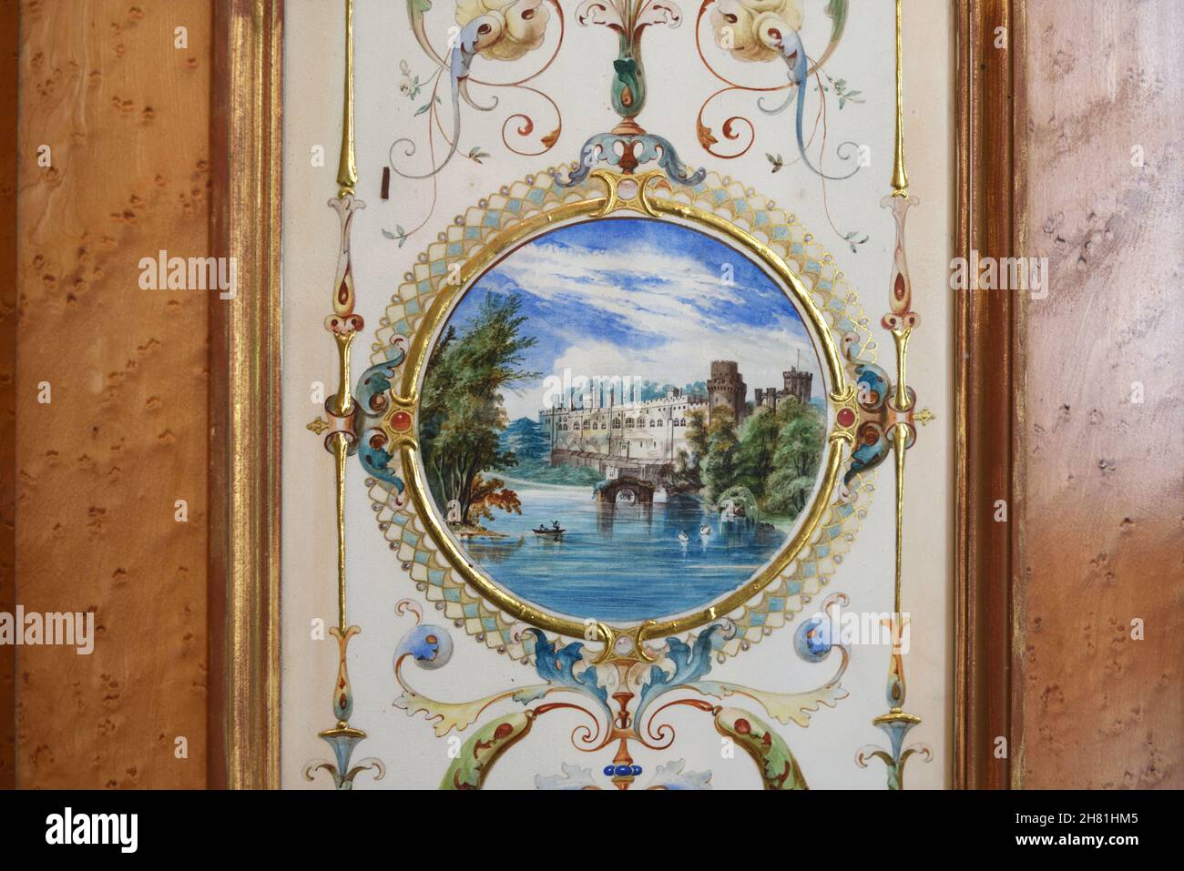 Warwick Castle in Painted Medallion in Women's Library Compton Verney ...