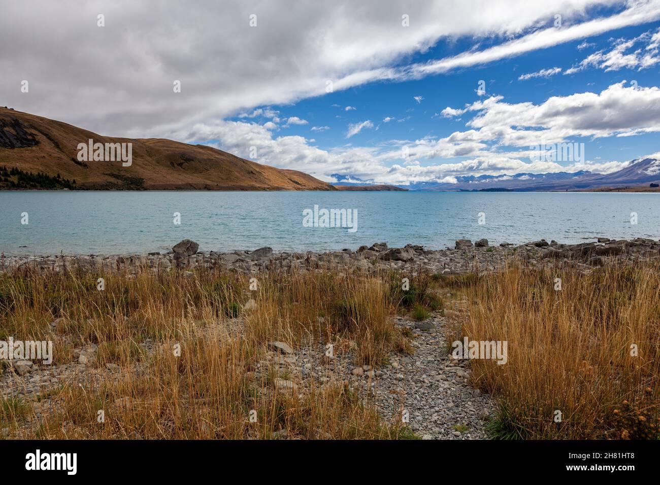 Scenic view of Lake Tekapo in the South Island of New Zealand Stock ...