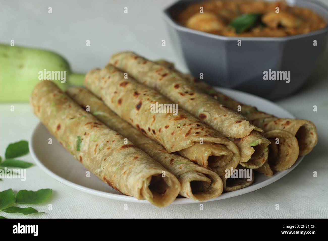Indian flat bread made of whole wheat flour, grated bottle guard