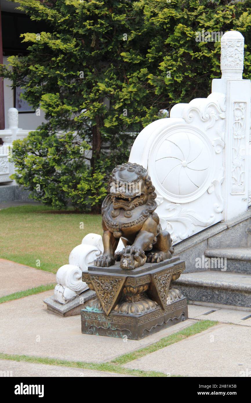 Buddhist temple Zu Lai: Bronze dragon statues. Cotia - São Paulo, Brazil. Stock Photo