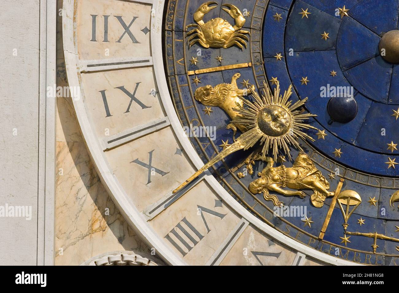 Zodiac Clock. The Clock Tower. Venezia. Veneto. Italia. Stock Photo