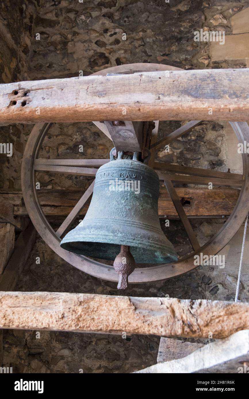 Closeup of the bell in the St Albans Clock Tower, St Albans, Hertfordshire, UK. Stock Photo