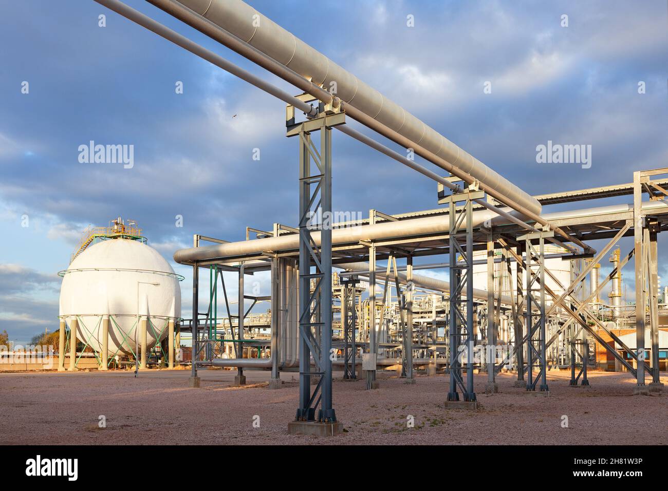 View of a gas refinery plant. Stock Photo