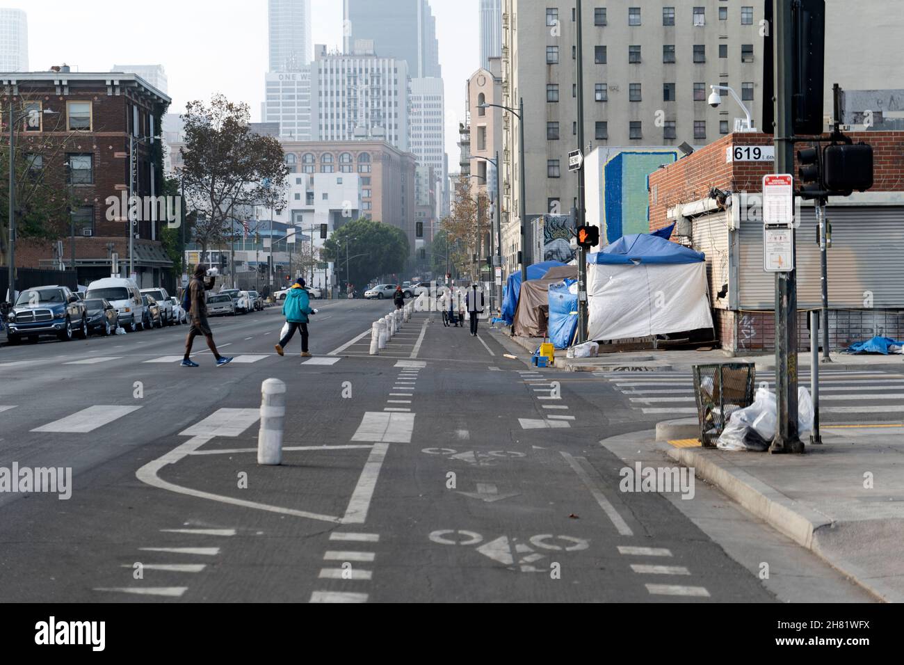 Los Angeles, CA USA - November 20, 2021: Homeless people on the street ...