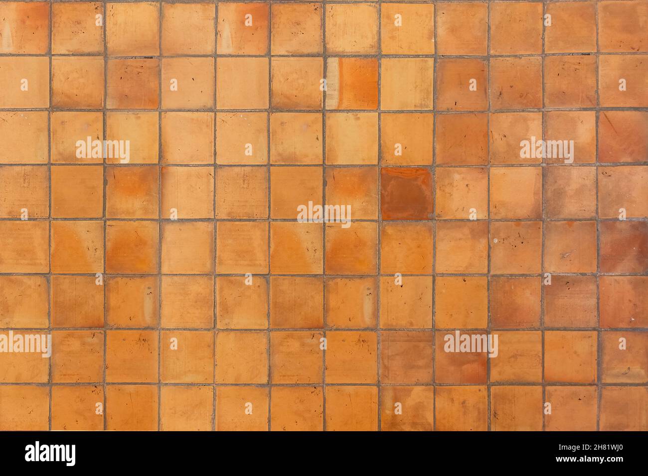 Floor composed by Brown tile earthenware, for texture and background Stock Photo