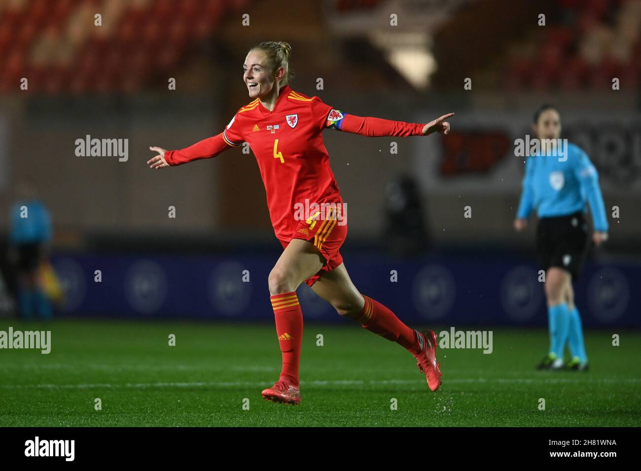 Sophie Ingle #4 of Wales Women celebrates scoring the opening goal Stock Photo