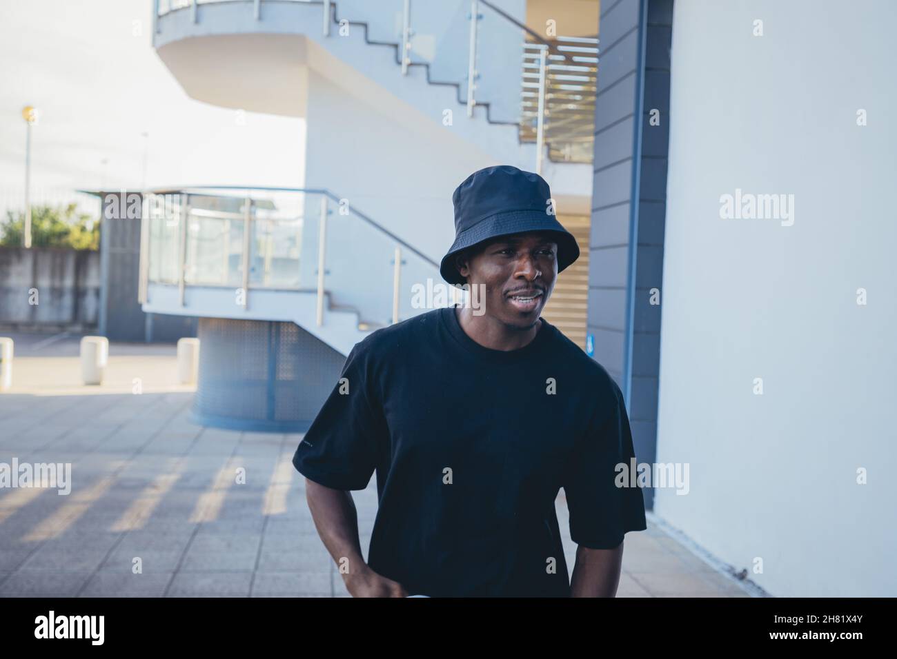 Black bucket hat High Resolution Stock 