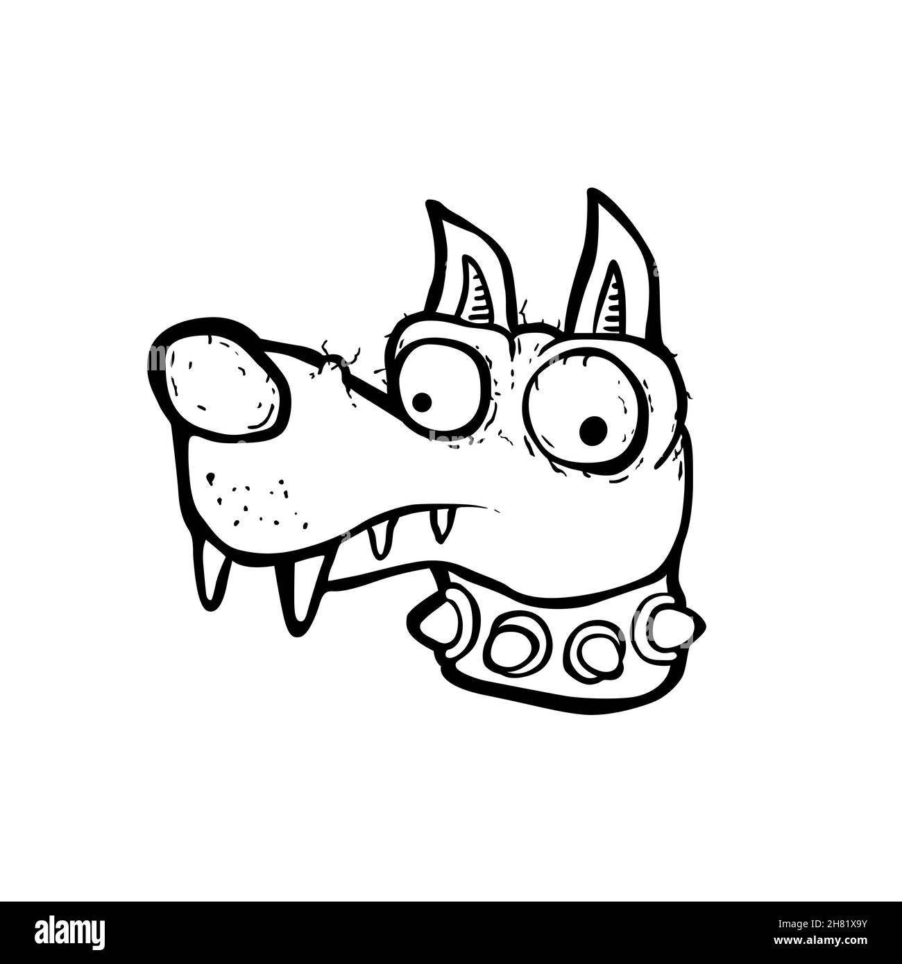 Hand drawn dog face, funny cartoon Stock Vector