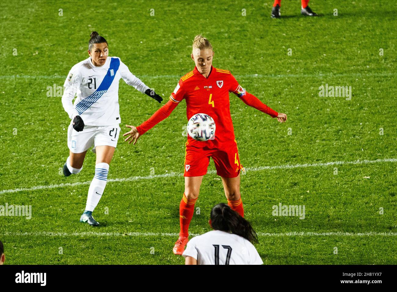 Llanelli, UK. 26 November, 2021. Sophie Ingle of Wales during the Wales v Greece Women's World Cup Qualification match. Credit: Gruffydd Thomas/Alamy Stock Photo