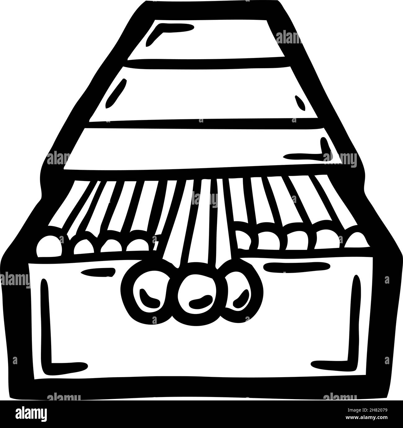 Painted matches in box, vector illustration Stock Vector