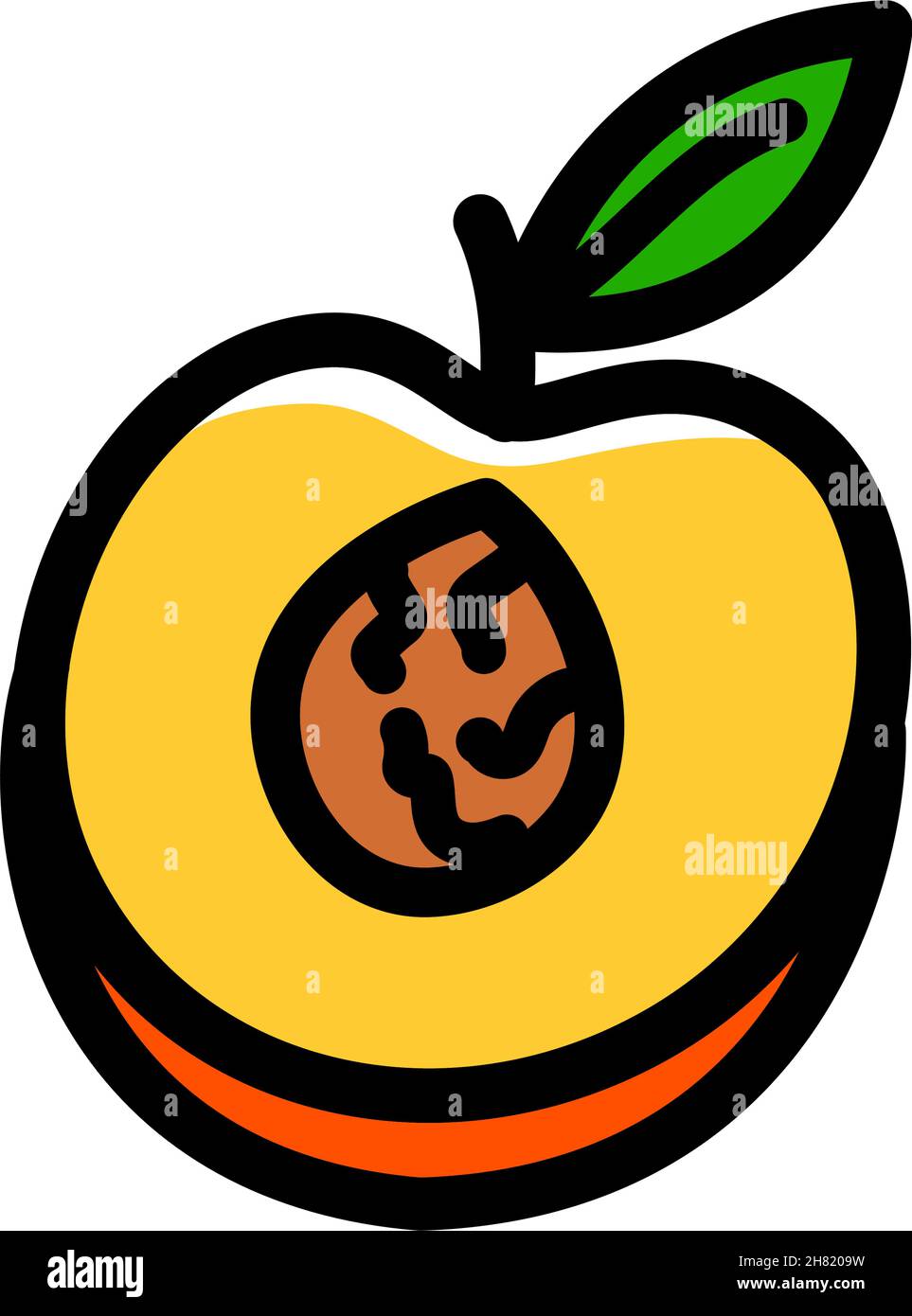 Peach half simple color icon. Flat slice peach vector icon for web ...