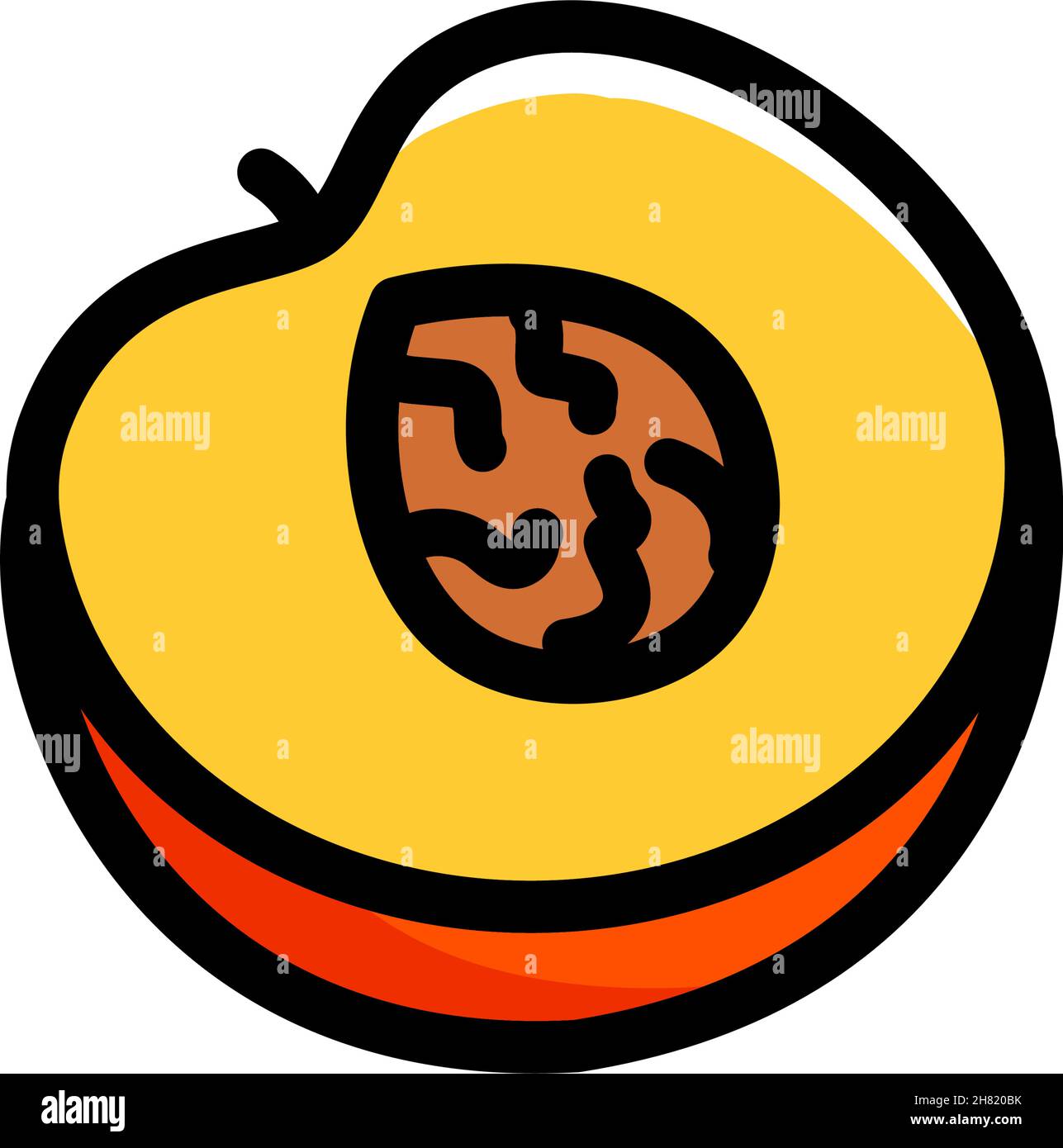 Peach half simple color icon. Flat slice peach vector icon for web ...