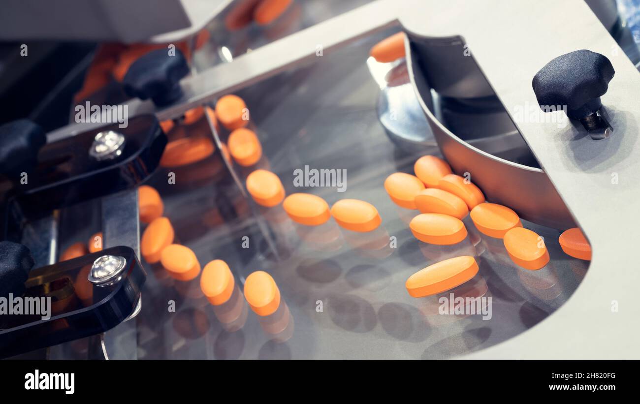 Pharmaceutical production line, production of tablets or vitamins