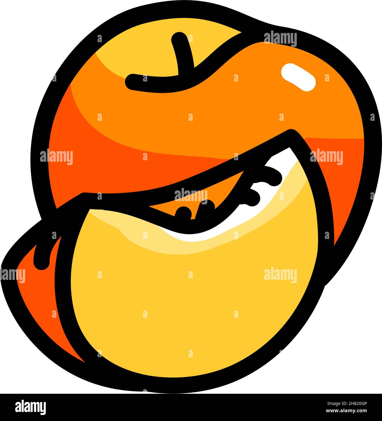 Peach half simple color icon. Flat slice peach vector icon for web ...
