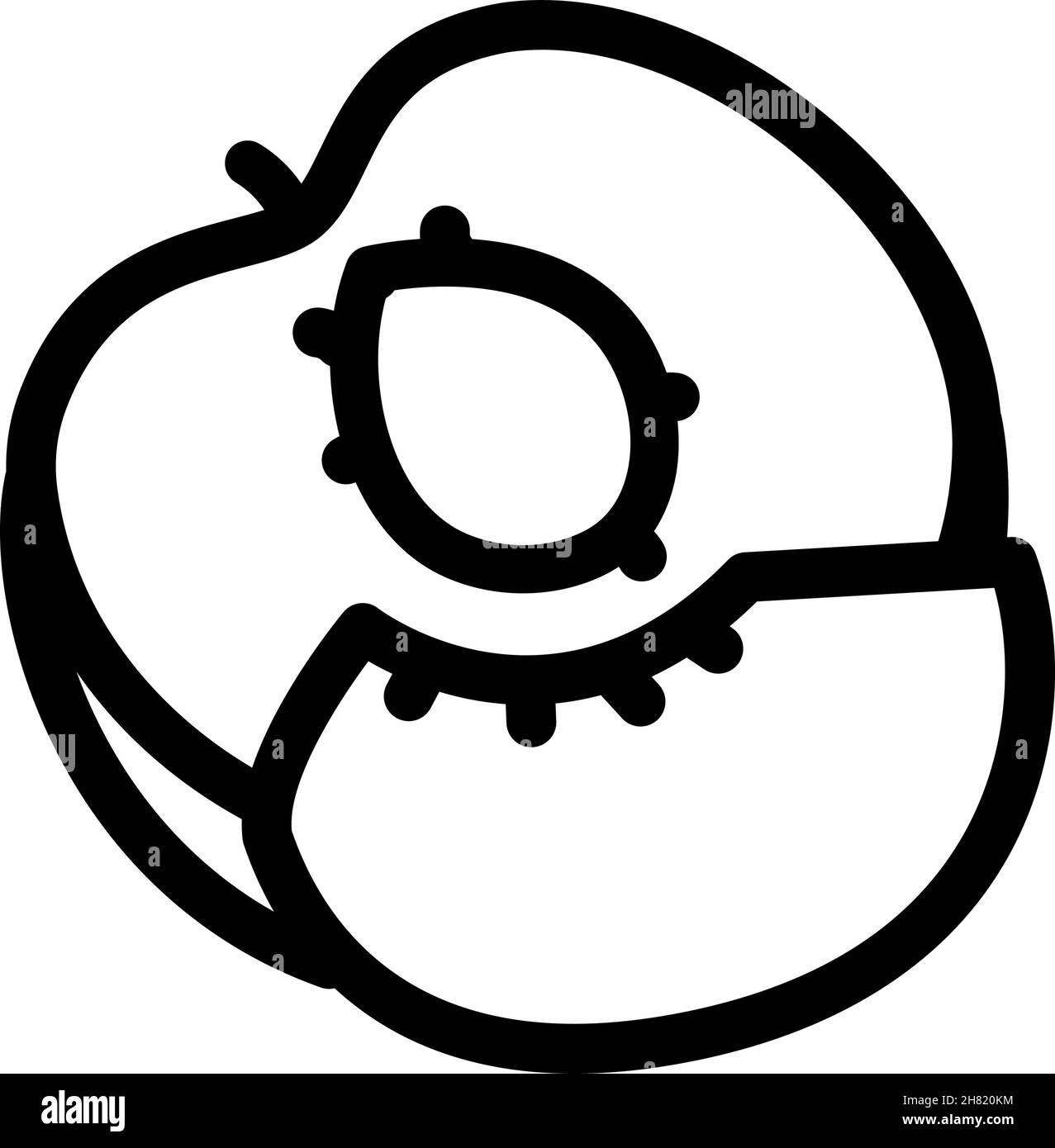 Peach half outline icon. Flat slice peach vector icon for web design ...