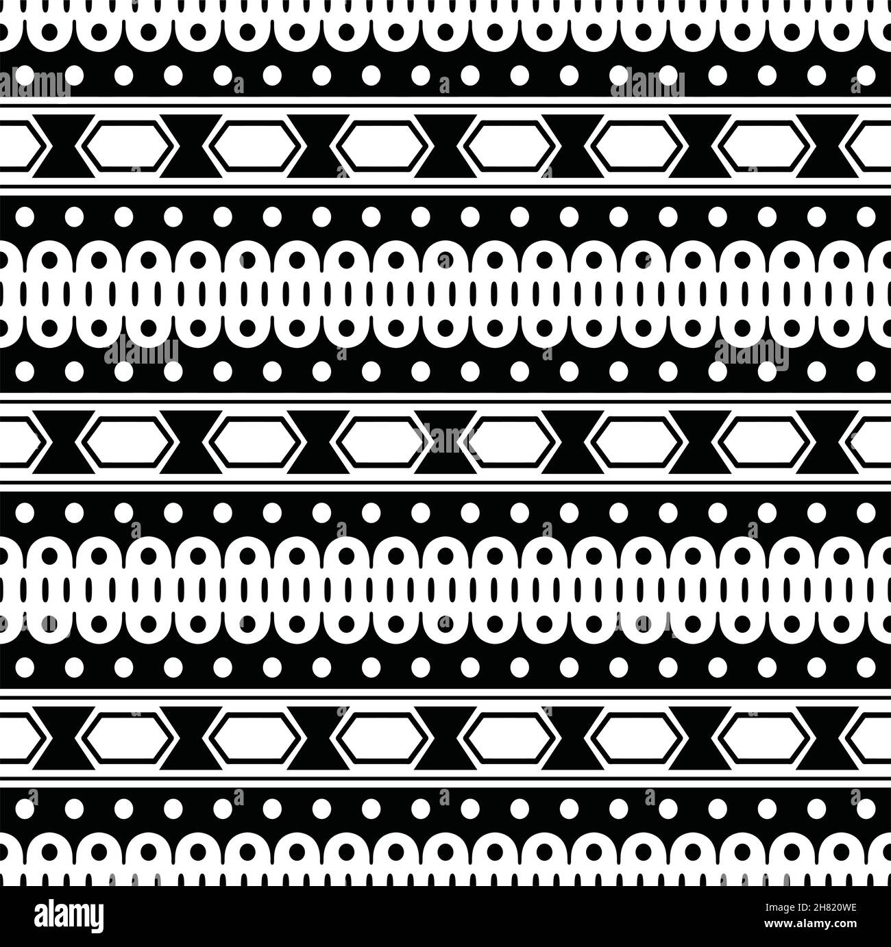 Seamless stylish texture with ancient style, square and circle theme. Black and White. For wallpaper, surface, web design, textile, decor Stock Vector