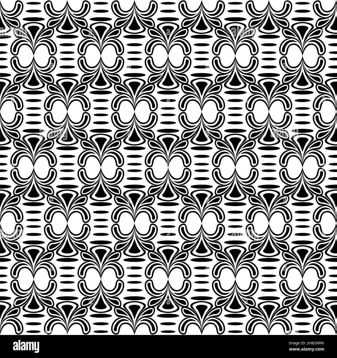 Seamless stylish texture with ancient style, and many symbols. Black and White. For wallpaper, surface, web design, textile, decor Stock Vector