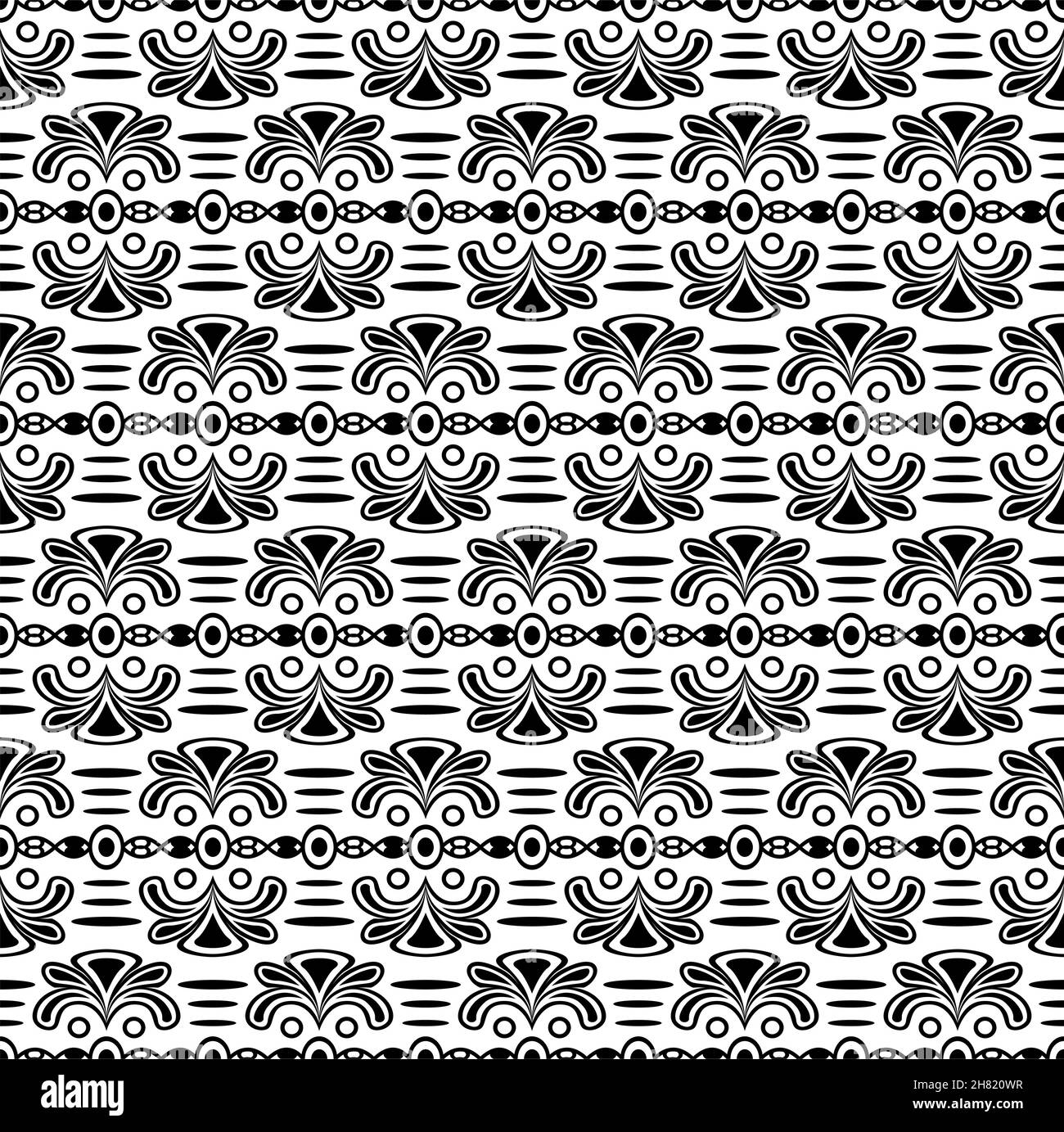 Seamless stylish texture with ancient style. Black and White. For wallpaper, surface, web design, textile, decor Stock Vector