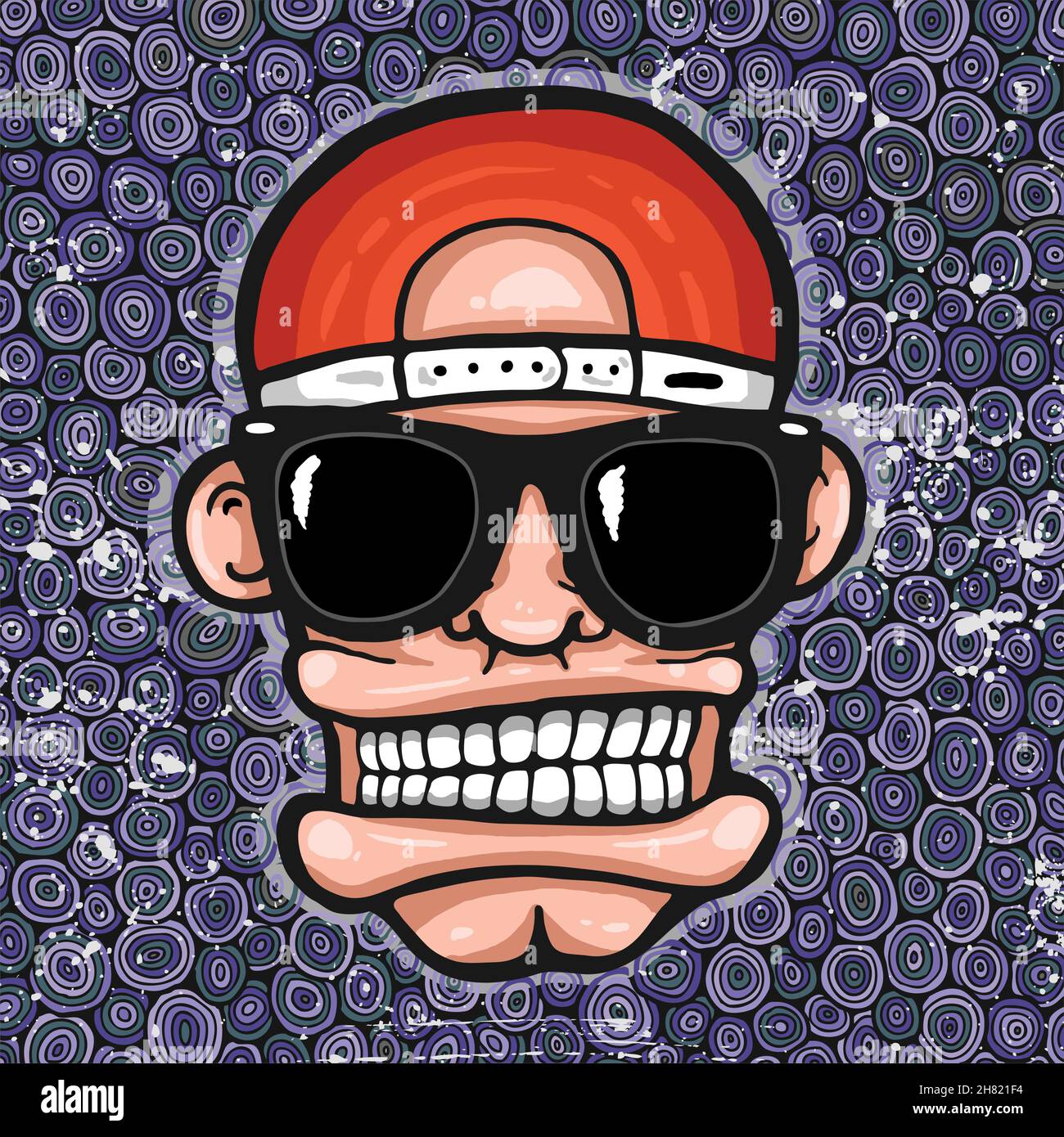 Hip hop face, with sunglasses and cap. Cool man on the purple background  Stock Vector Image \u0026 Art - Alamy, image size:1300x1390