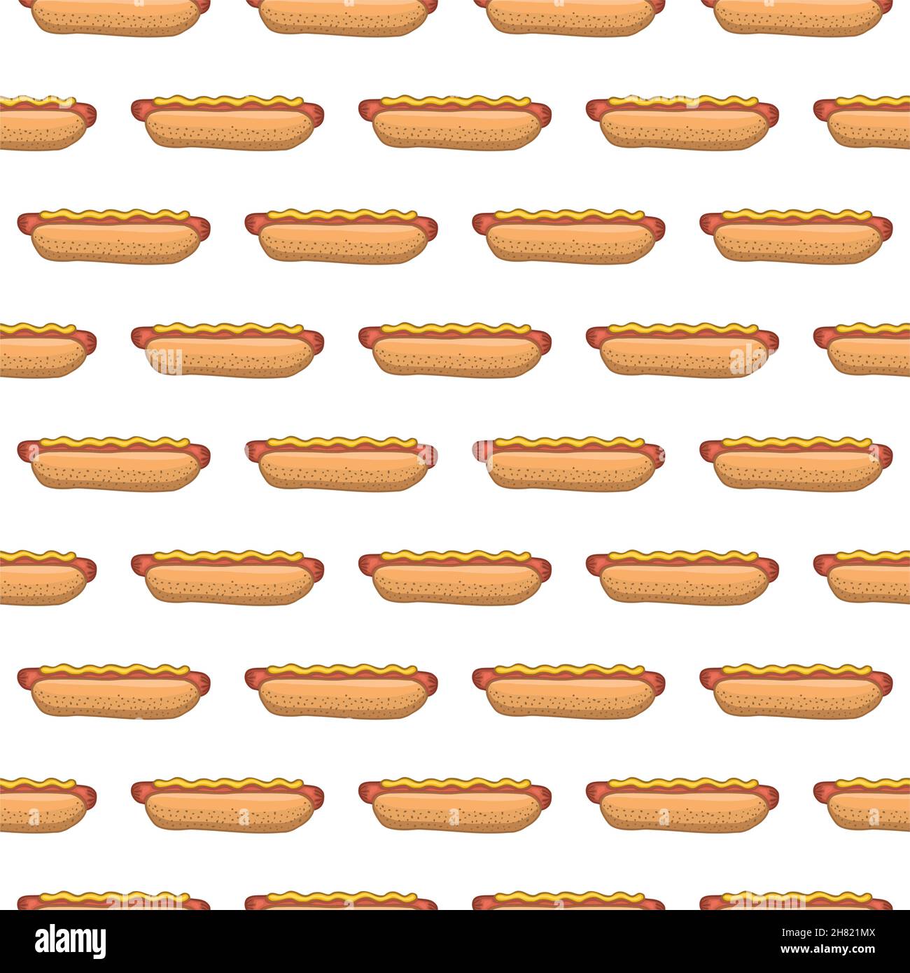 Seamless pattern of hot dogs, vector illustration. Stock Vector